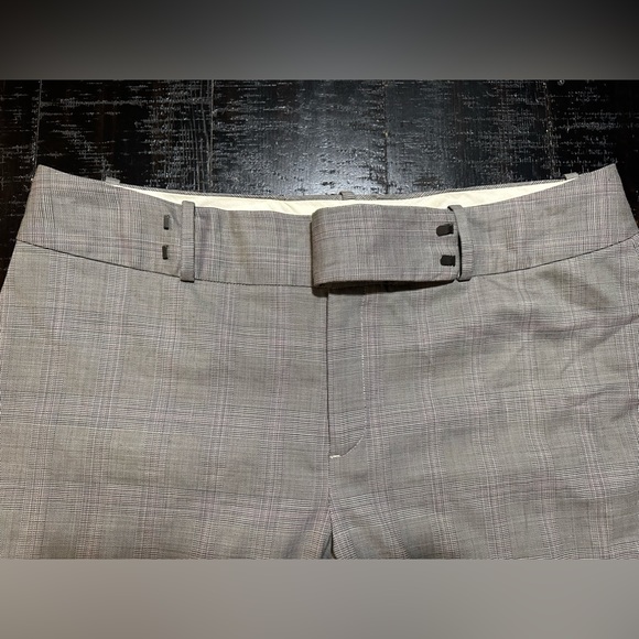 Banana Republic Martin Fit gray plaid cuffed wide leg trousers 16L - Picture 4 of 9